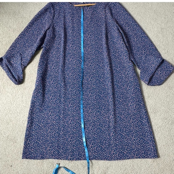 Ann Taylor Shift Dress Confetti 3/4 Sleeve Pockets Blue Purple Round Neck Sz 16 - Picture 10 of 12